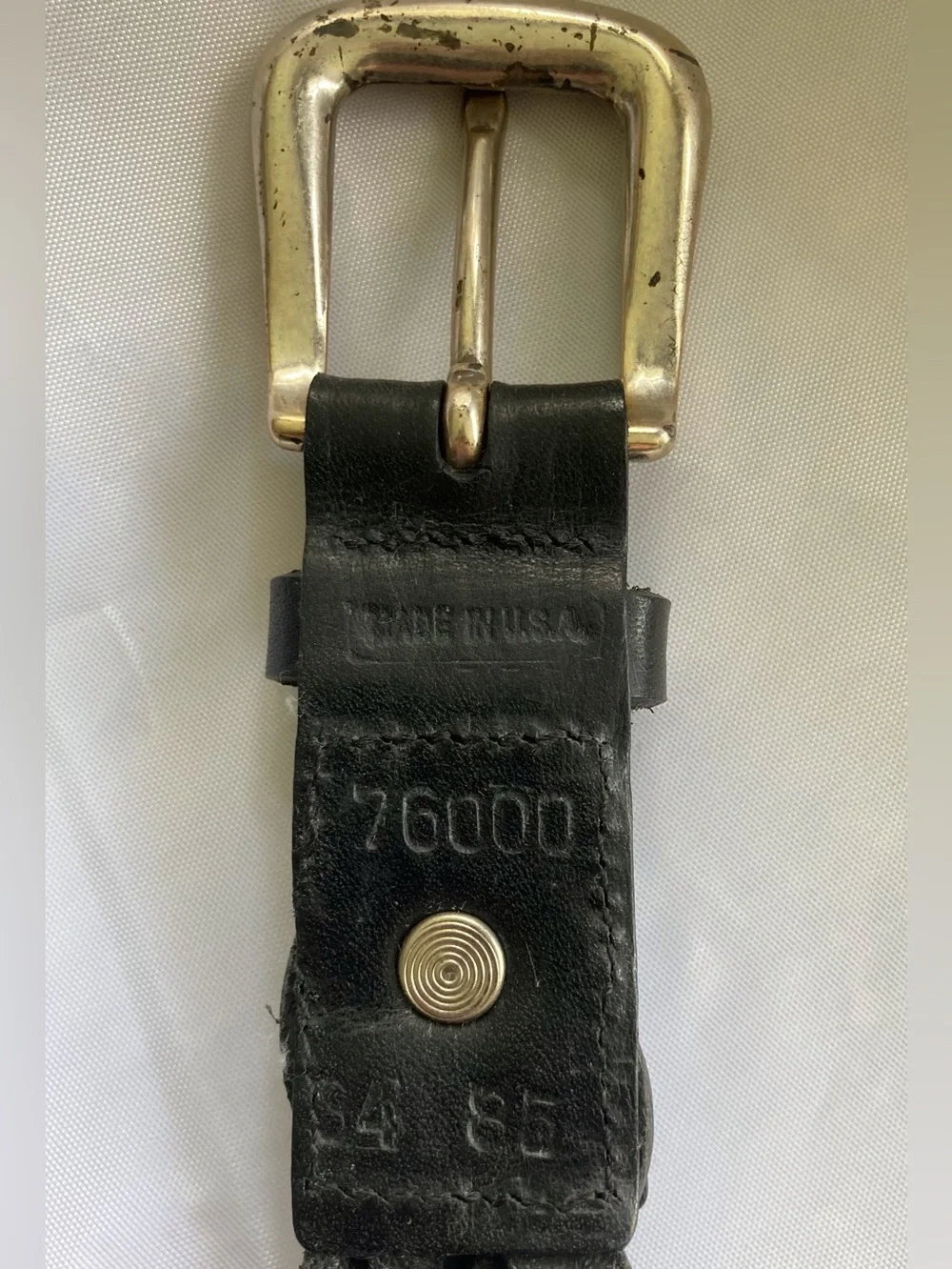 Patagonia Vintage 80’s Black Braided Leather Belt Size 34 USA 7600 Crest Mt.Logo